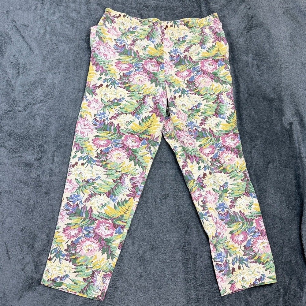 Floral Print Women's Cropped Pants Avon‎ Fashions Elastic Waist Casual